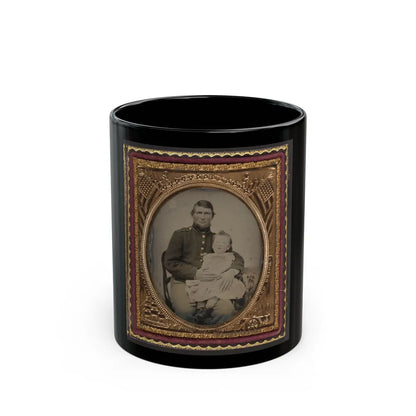 Unidentified Soldier In Union Uniform Holding A Young Child In His Lap (U.S. Civil War) Black Coffee Mug-11oz-Go Mug Yourself