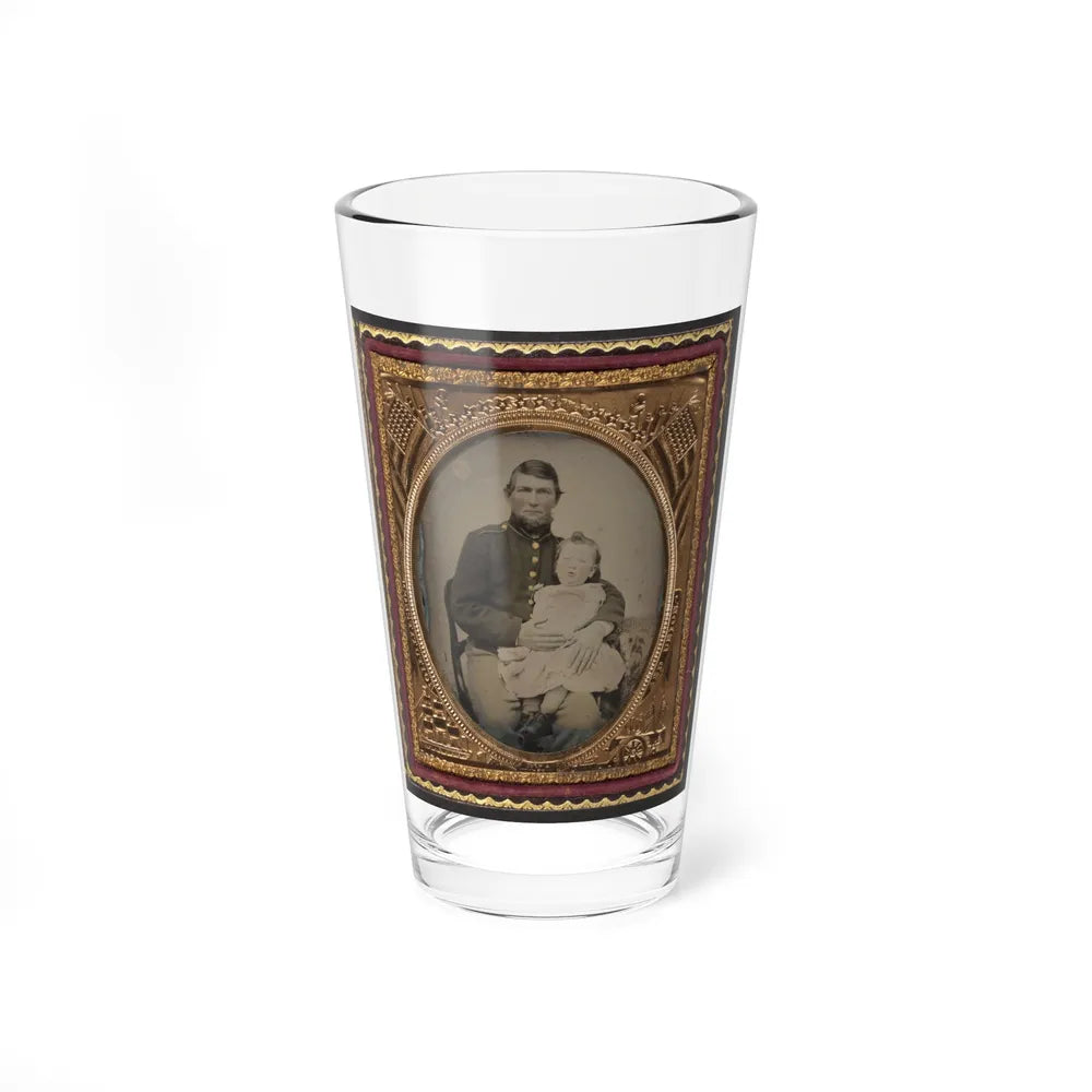 Unidentified Soldier In Union Uniform Holding A Young Child In His Lap (U.S. Civil War) Pint Glass 16oz-16oz-Go Mug Yourself