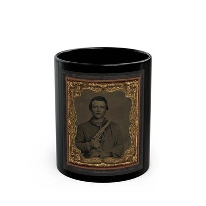 Unidentified Soldier In Union Uniform Holding Colt Revolver To Chest (U.S. Civil War) Black Coffee Mug-11oz-Go Mug Yourself