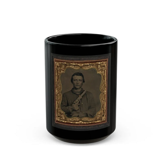 Unidentified Soldier In Union Uniform Holding Colt Revolver To Chest (U.S. Civil War) Black Coffee Mug-15oz-Go Mug Yourself