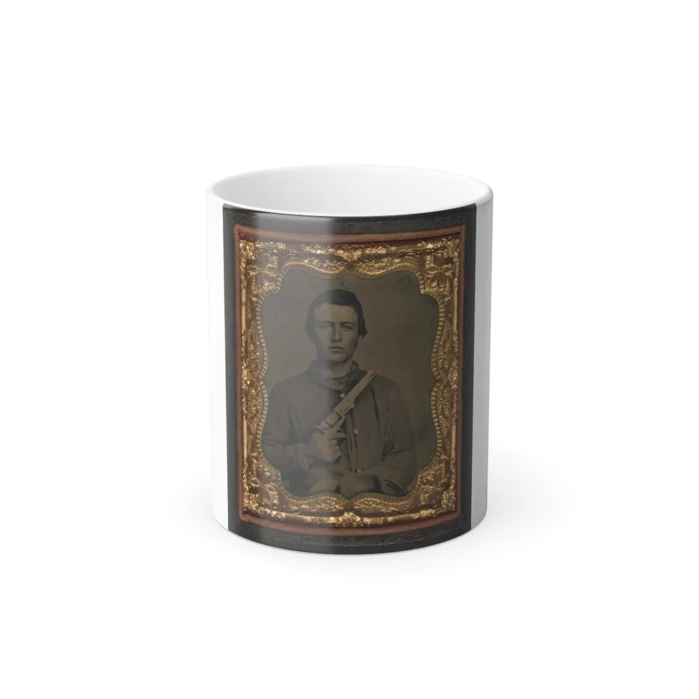 Unidentified Soldier in Union Uniform Holding Colt Revolver to Chest (U.S. Civil War) Color Changing Coffee Mug 11oz-11oz-Go Mug Yourself