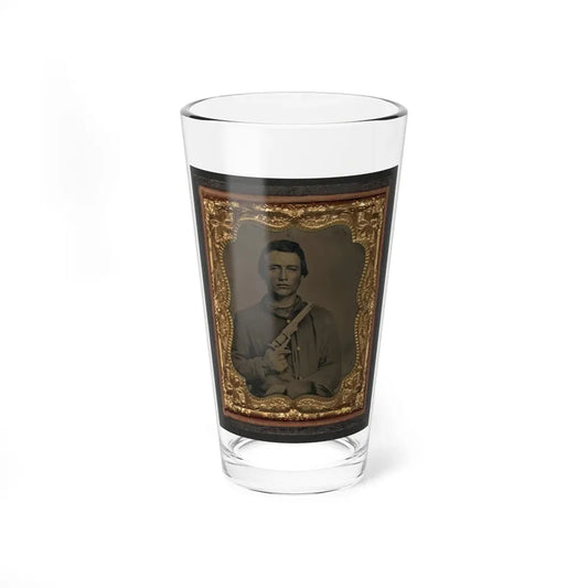 Unidentified Soldier In Union Uniform Holding Colt Revolver To Chest (U.S. Civil War) Pint Glass 16oz 16oz - Go Mug Yourself