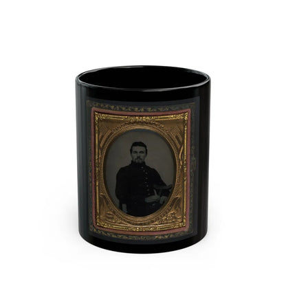 Unidentified Soldier In Union Uniform Holding Crutch And Cap (U.S. Civil War) Black Coffee Mug-11oz-Go Mug Yourself