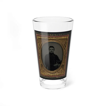 Unidentified Soldier In Union Uniform Holding Crutch And Cap (U.S. Civil War) Pint Glass 16oz-16oz-Go Mug Yourself