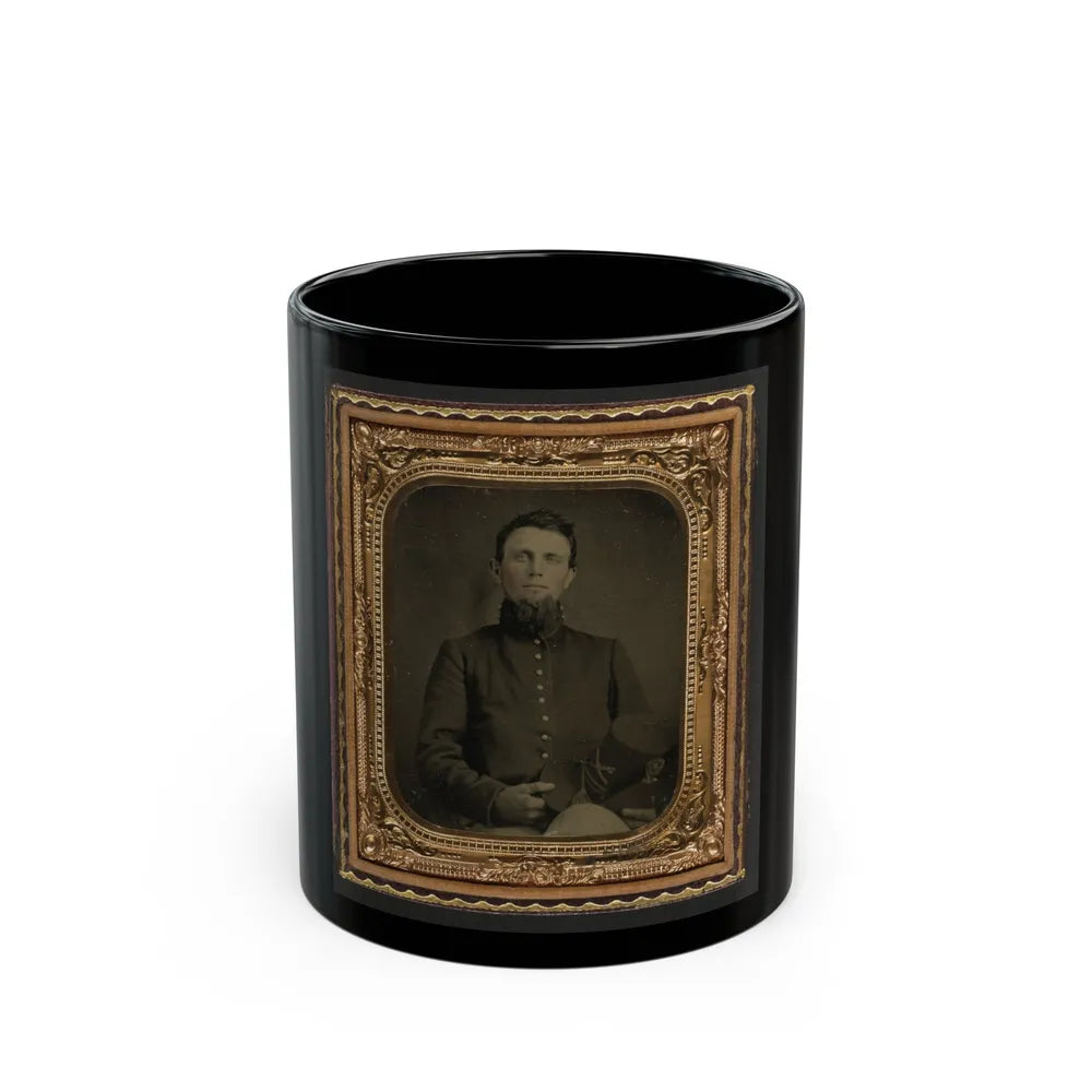 Unidentified Soldier In Union Uniform Holding Hardee Hat (U.S. Civil War) Black Coffee Mug-11oz-Go Mug Yourself