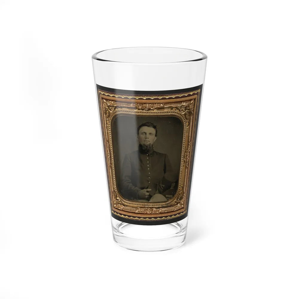 Unidentified Soldier In Union Uniform Holding Hardee Hat (U.S. Civil War) Pint Glass 16oz-16oz-Go Mug Yourself