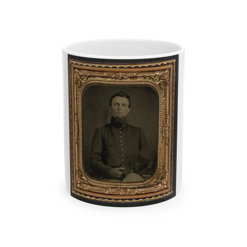 Unidentified Soldier In Union Uniform Holding Hardee Hat (U.S. Civil War) White Coffee Mug-11oz-Go Mug Yourself