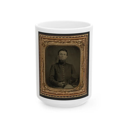 Unidentified Soldier In Union Uniform Holding Hardee Hat (U.S. Civil War) White Coffee Mug-15oz-Go Mug Yourself