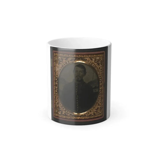 Unidentified Soldier in Union Uniform in Front of Painted Backdrop Showing Landscape 001 (U.S. Civil War) Color Changing Coffee Mug 11oz Default Title 11oz - Go Mug Yourself