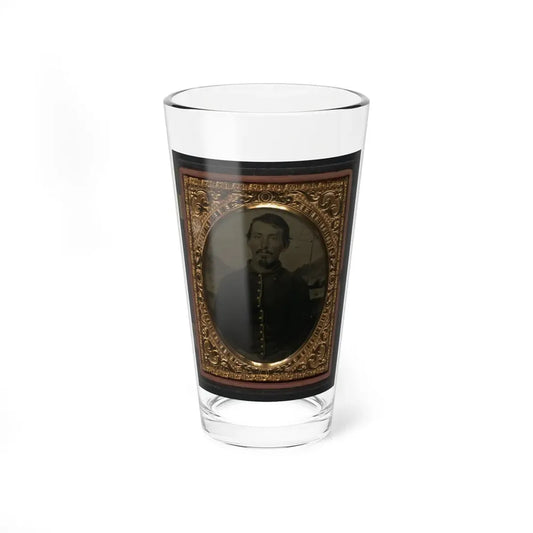 Unidentified Soldier In Union Uniform In Front Of Painted Backdrop Showing Landscape 001 (U.S. Civil War) Pint Glass 16oz 16oz - Go Mug Yourself