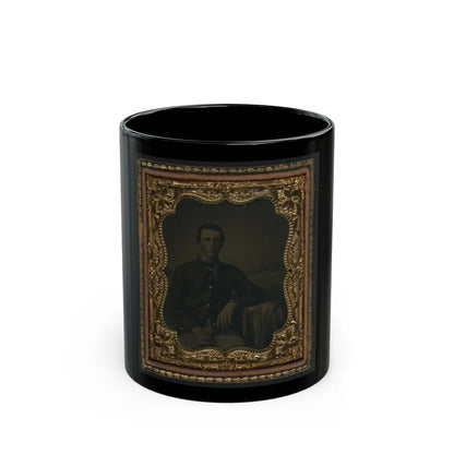 Unidentified Soldier In Union Uniform In Front Of Painted Backdrop Showing Landscape (U.S. Civil War) Black Coffee Mug-11oz-Go Mug Yourself