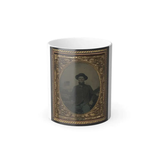 Unidentified Soldier in Union Uniform in Front of Painted Backdrop Showing Military Camp (U.S. Civil War) Color Changing Coffee Mug 11oz Default Title 11oz - Go Mug Yourself