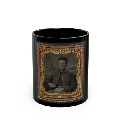 Unidentified Soldier In Union Uniform In Front Of Painted Backdrop Showing Porch And Terrace (U.S. Civil War) Black Coffee Mug-11oz-Go Mug Yourself