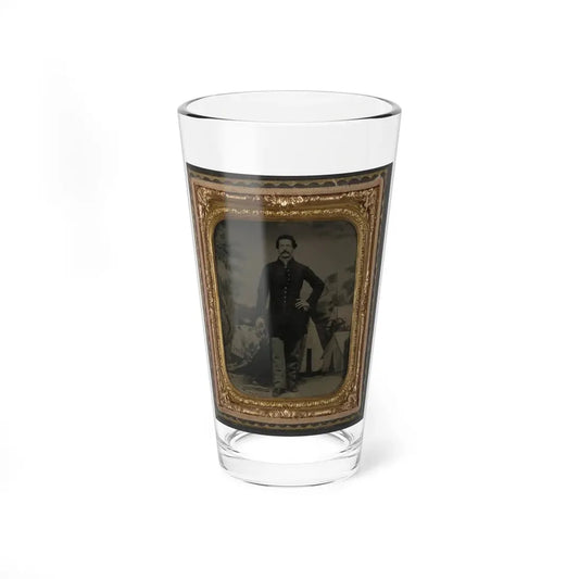 Unidentified Soldier In Union Uniform In Front Of Painted Backdrop (U.S. Civil War) Pint Glass 16oz 16oz - Go Mug Yourself