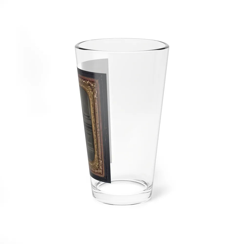 Unidentified Soldier In Union Uniform In Front Of Posing Stand And Leaning Against Column (U.S. Civil War) Pint Glass 16oz-Go Mug Yourself