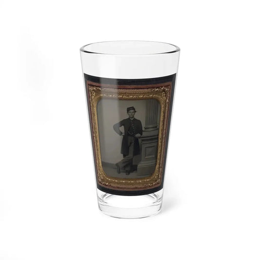 Unidentified Soldier In Union Uniform In Front Of Posing Stand And Leaning Against Column (U.S. Civil War) Pint Glass 16oz 16oz - Go Mug Yourself