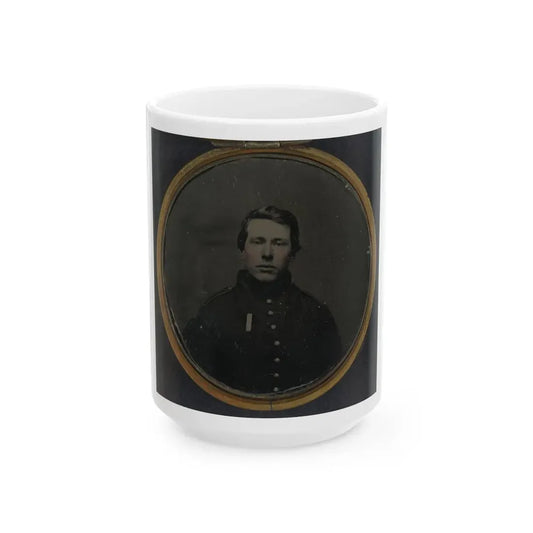 Unidentified Soldier In Union Uniform In Locket (U.S. Civil War) White Coffee Mug 15oz - Go Mug Yourself