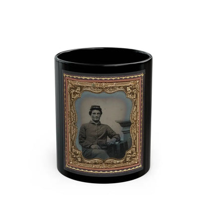 Unidentified Soldier In Union Uniform Next To Table And Pedestal (U.S. Civil War) Black Coffee Mug-11oz-Go Mug Yourself