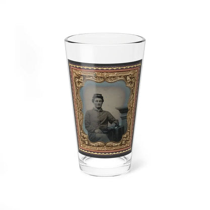 Unidentified Soldier In Union Uniform Next To Table And Pedestal (U.S. Civil War) Pint Glass 16oz-16oz-Go Mug Yourself