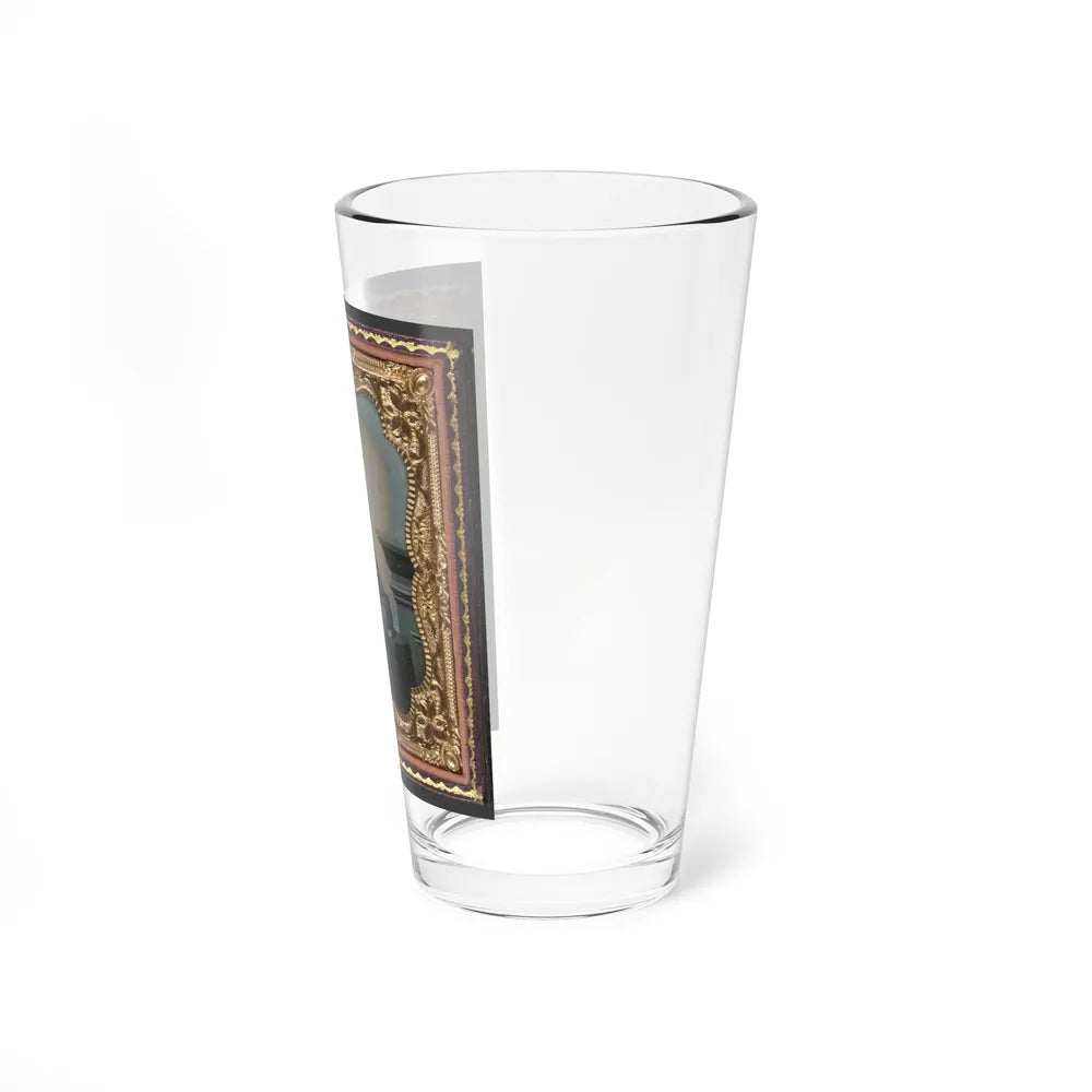 Unidentified Soldier In Union Uniform Next To Table And Pedestal (U.S. Civil War) Pint Glass 16oz-Go Mug Yourself