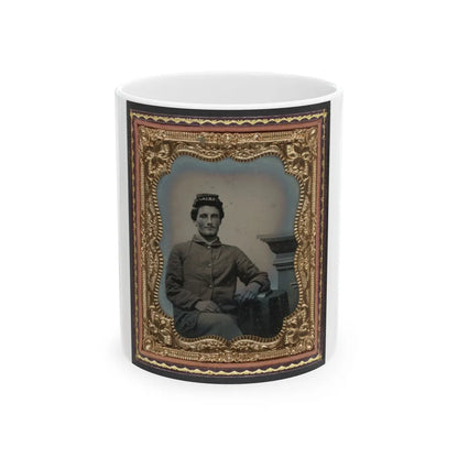 Unidentified Soldier In Union Uniform Next To Table And Pedestal (U.S. Civil War) White Coffee Mug-11oz-Go Mug Yourself