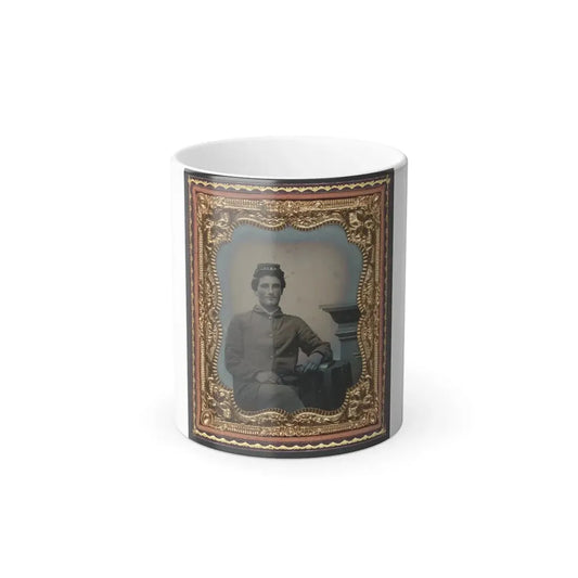 Unidentified Soldier in Union Uniform Next to Table and Pedestal (U.S. Civil War) Color Changing Coffee Mug 11oz Default Title 11oz - Go Mug Yourself
