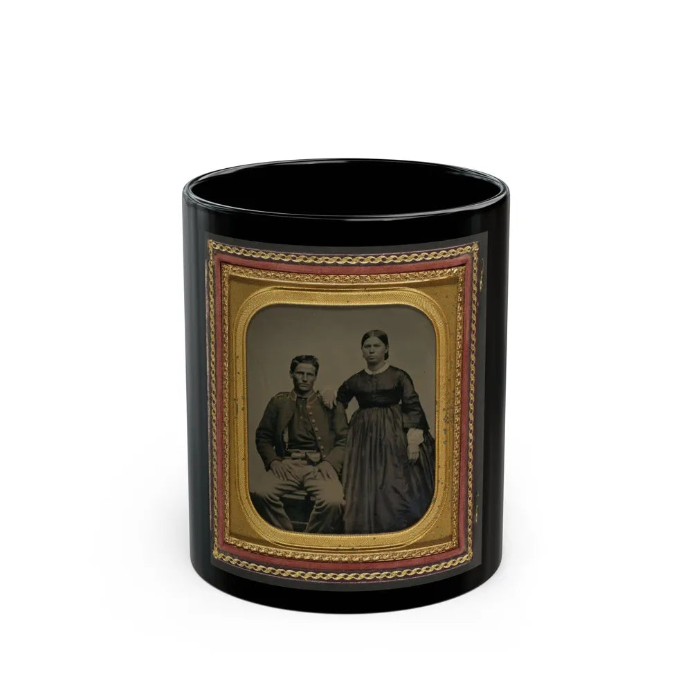 Unidentified Soldier In Union Uniform Next To Unidentified Woman (U.S. Civil War) Black Coffee Mug-11oz-Go Mug Yourself