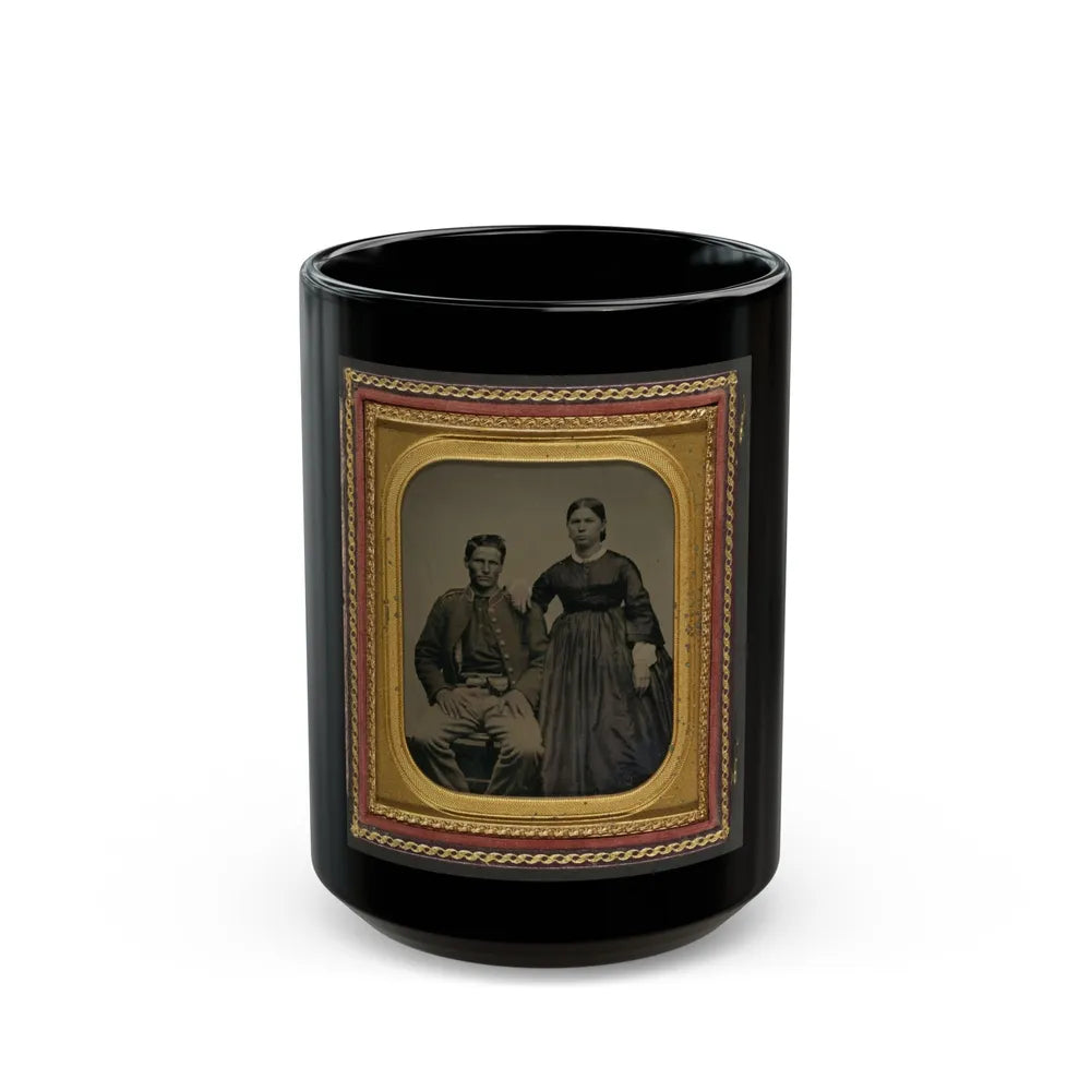 Unidentified Soldier In Union Uniform Next To Unidentified Woman (U.S. Civil War) Black Coffee Mug-15oz-Go Mug Yourself