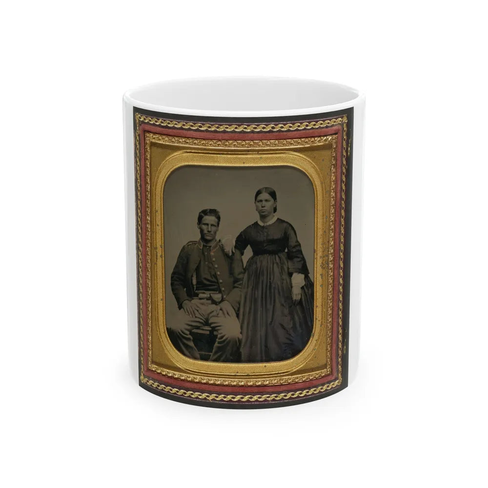 Unidentified Soldier In Union Uniform Next To Unidentified Woman (U.S. Civil War) White Coffee Mug-11oz-Go Mug Yourself