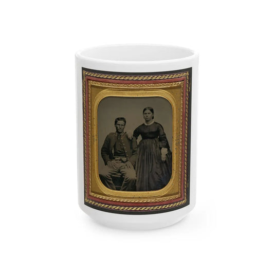 Unidentified Soldier In Union Uniform Next To Unidentified Woman (U.S. Civil War) White Coffee Mug-15oz-Go Mug Yourself