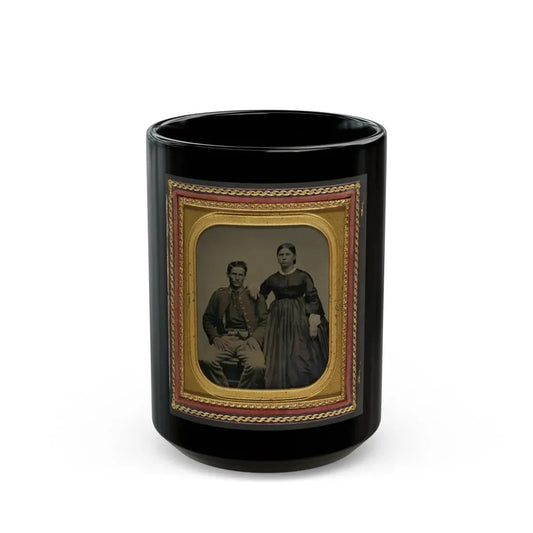 Unidentified Soldier In Union Uniform Next To Unidentified Woman (U.S. Civil War) Black Coffee Mug 15oz - Go Mug Yourself