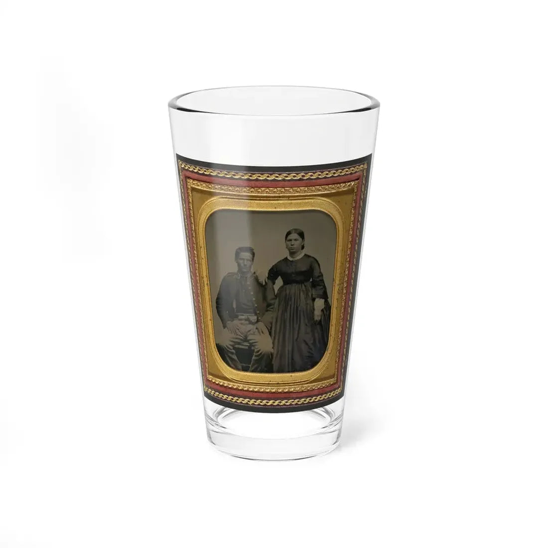 Unidentified Soldier In Union Uniform Next To Unidentified Woman (U.S. Civil War) Pint Glass 16oz 16oz - Go Mug Yourself