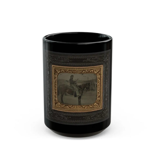 Unidentified Soldier In Union Uniform Sitting On Horse With Revolver And Saber (U.S. Civil War) Black Coffee Mug-15oz-Go Mug Yourself