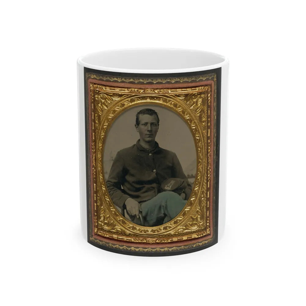 Unidentified Soldier In Union Uniform With 15th New York Engineer Regiment Forage Cap (U.S. Civil War) White Coffee Mug-11oz-Go Mug Yourself