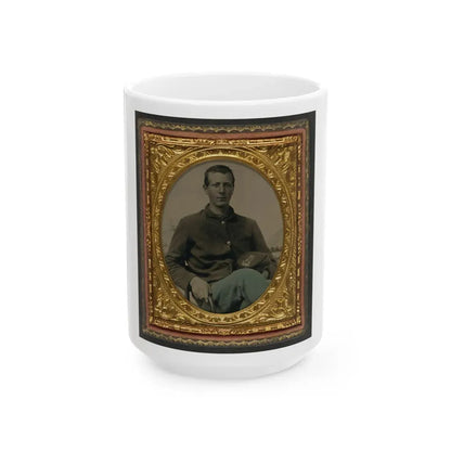 Unidentified Soldier In Union Uniform With 15th New York Engineer Regiment Forage Cap (U.S. Civil War) White Coffee Mug 15oz - Go Mug Yourself