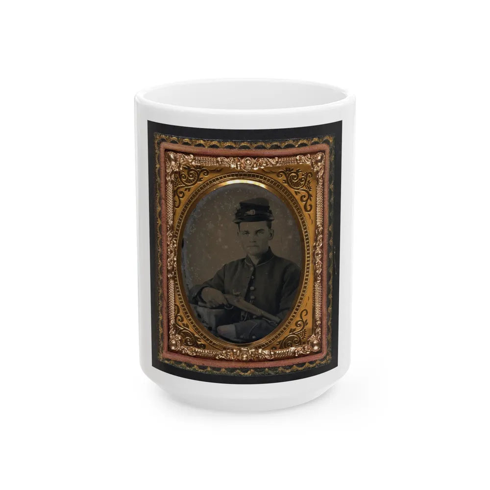 Unidentified Soldier In Union Uniform With 1842 Aston Johnson Pistol (U.S. Civil War) White Coffee Mug-15oz-Go Mug Yourself