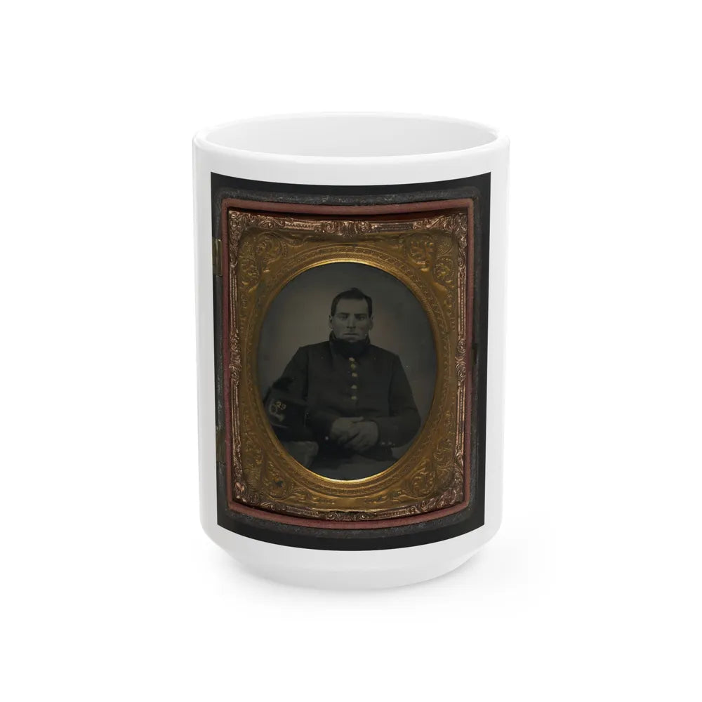 Unidentified Soldier In Union Uniform With 29th Infantry Regiment Hardee Hat With Plume (U.S. Civil War) White Coffee Mug-15oz-Go Mug Yourself