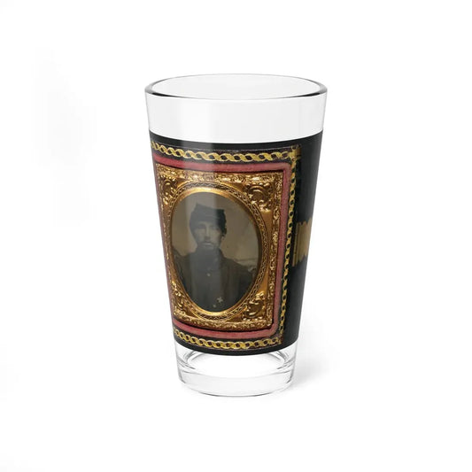 Unidentified Soldier In Union Uniform With 6th Corps Badge In Front Of Painted Backdrop Showing Landscape 001 (U.S. Civil War) Pint Glass 16oz 16oz - Go Mug Yourself