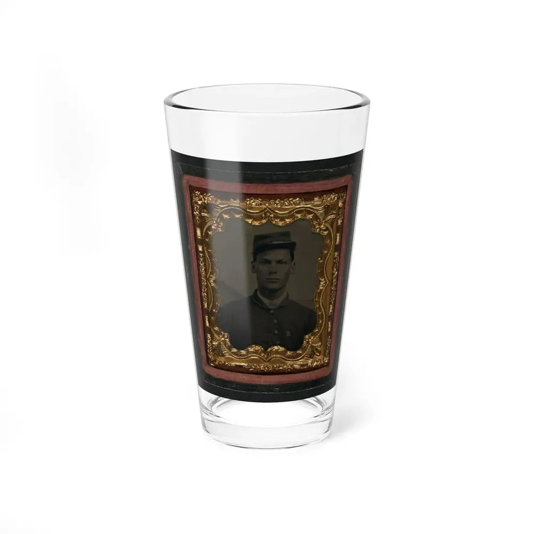Unidentified Soldier In Union Uniform With 6th Corps Badge In Front Of Painted Backdrop Showing Landscape (U.S. Civil War) Pint Glass 16oz 16oz - Go Mug Yourself