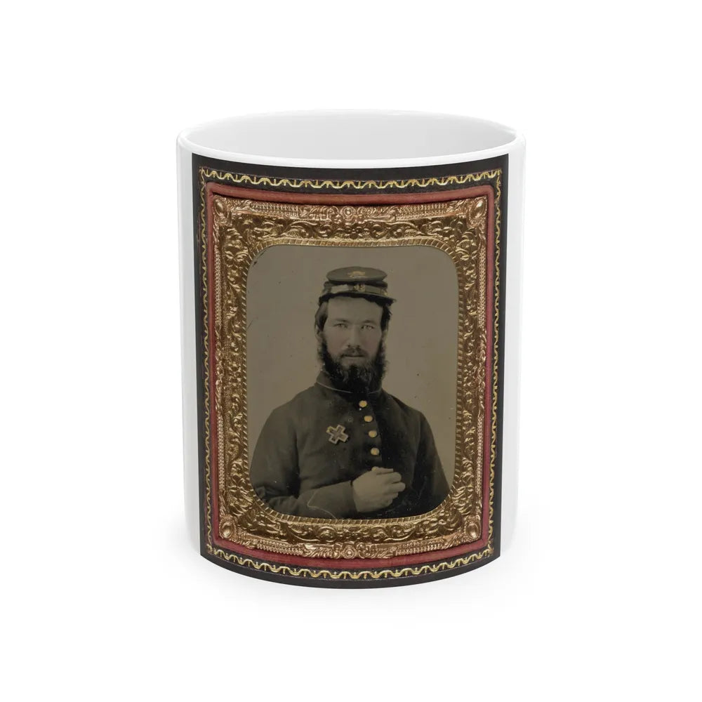 Unidentified Soldier In Union Uniform With 6th Corps Badge (U.S. Civil War) White Coffee Mug-11oz-Go Mug Yourself