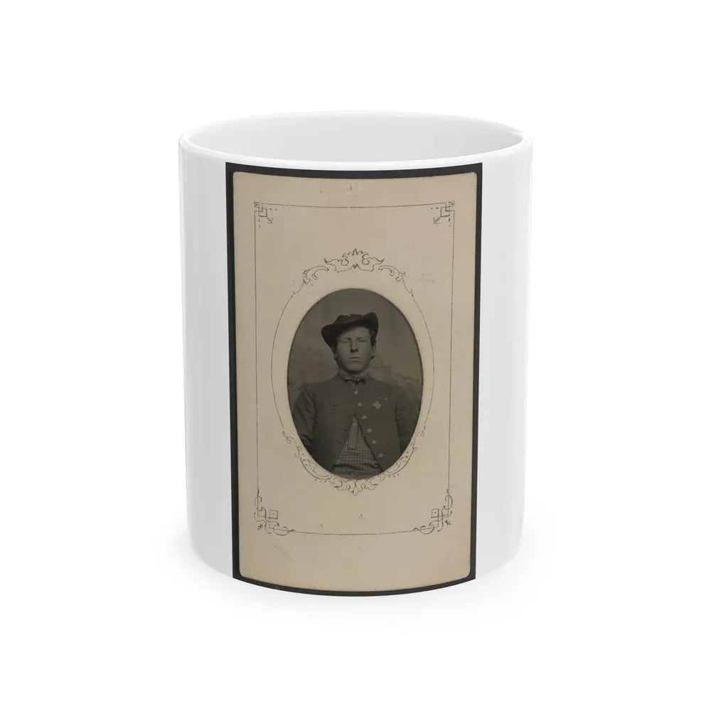 Unidentified Soldier In Union Uniform With 6th Corps Badge With Cross Shape (U.S. Civil War) White Coffee Mug-11oz-Go Mug Yourself