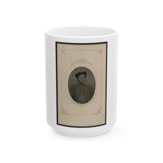 Unidentified Soldier In Union Uniform With 6th Corps Badge With Cross Shape (U.S. Civil War) White Coffee Mug-15oz-Go Mug Yourself