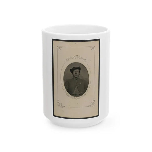 Unidentified Soldier In Union Uniform With 6th Corps Badge With Cross Shape (U.S. Civil War) White Coffee Mug 15oz - Go Mug Yourself