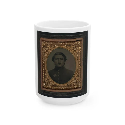 Unidentified Soldier In Union Uniform With 6th Corps Of The Army Of The Potomac Badge (U.S. Civil War) White Coffee Mug 15oz - Go Mug Yourself