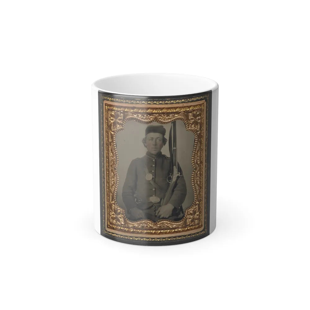 Unidentified Soldier in Union Uniform With a Musket and Bayonet in Scabbard (U.S. Civil War) Color Changing Coffee Mug 11oz-11oz-Go Mug Yourself
