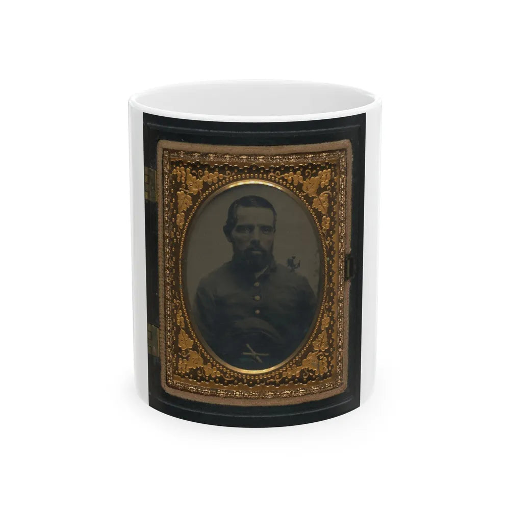 Unidentified Soldier In Union Uniform With Artillery Forage Cap (U.S. Civil War) White Coffee Mug-11oz-Go Mug Yourself