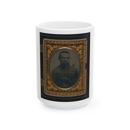 Unidentified Soldier In Union Uniform With Artillery Forage Cap (U.S. Civil War) White Coffee Mug-15oz-Go Mug Yourself