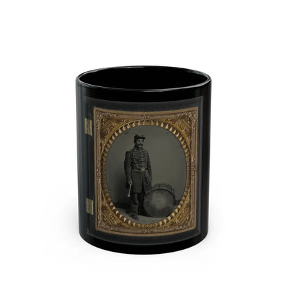 Unidentified Soldier In Union Uniform With Bass Drum (U.S. Civil War) Black Coffee Mug-11oz-Go Mug Yourself