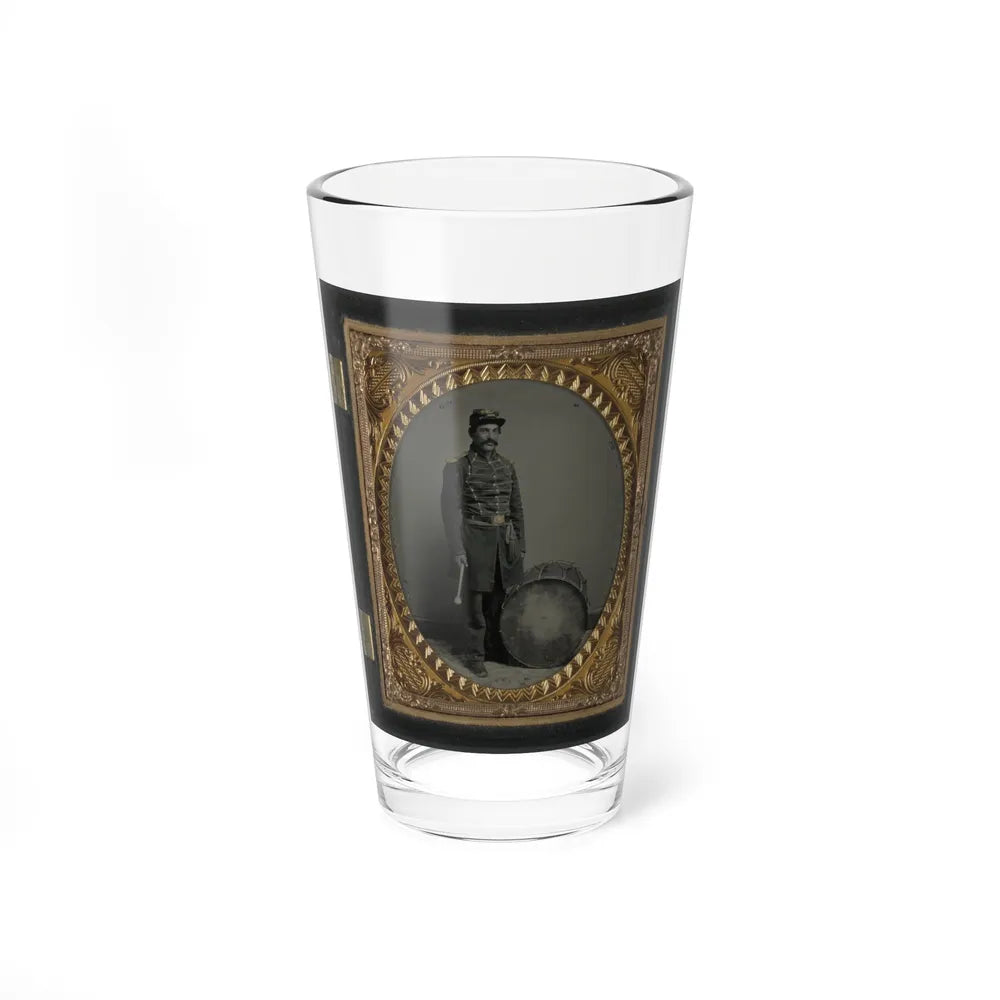 Unidentified Soldier In Union Uniform With Bass Drum (U.S. Civil War) Pint Glass 16oz-16oz-Go Mug Yourself