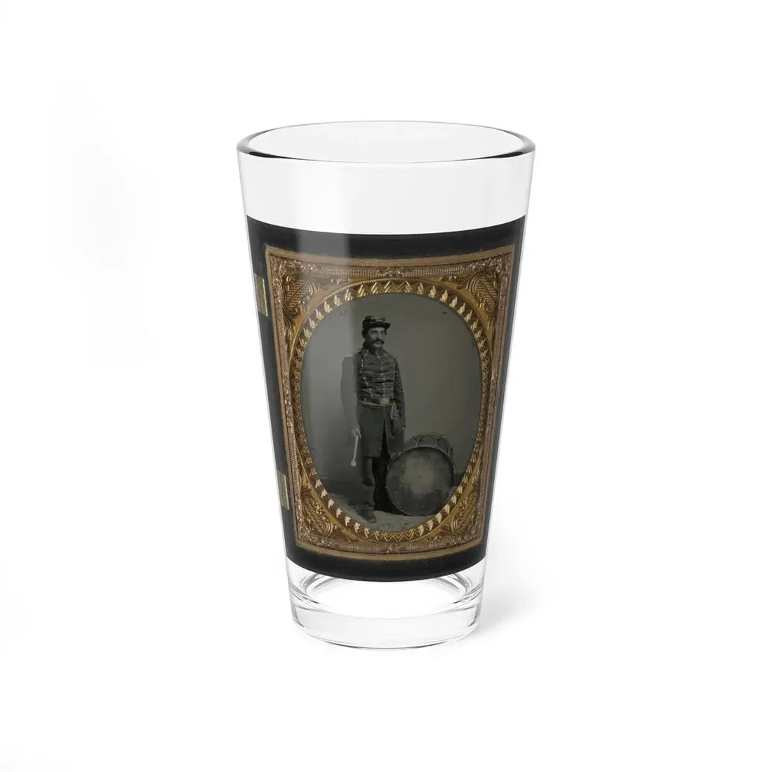 Unidentified Soldier In Union Uniform With Bass Drum (U.S. Civil War) Pint Glass 16oz 16oz - Go Mug Yourself